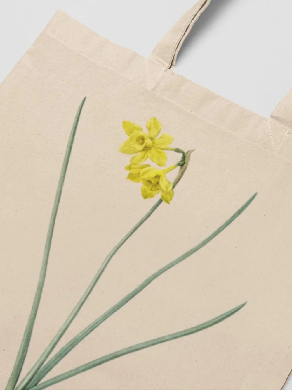 Sweet Narcissus Vintage Floral Print Graphic Canvas Tote Bag